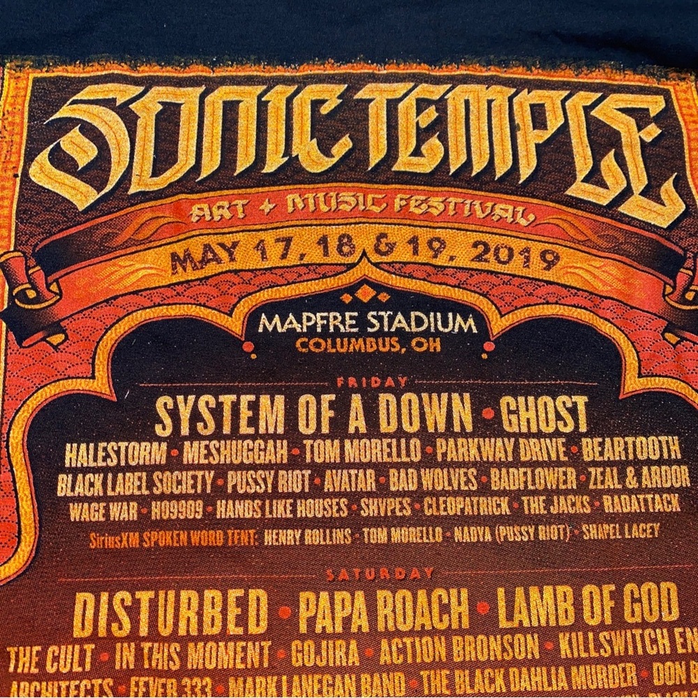 Sonic Temple Disturbed Shirt Men Med Skull Foo Fighters Ghost Metal Bands Mapfre - Picture 5 of 11